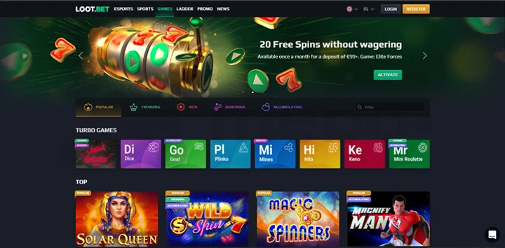 Loot.Bet Casino & Games Selection